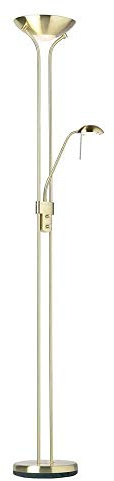 Endon Rome Mother and Child Task Floor Lamp Antique Brass 230W & 33W Decorative Indoor Standing Reading Light with Double Rotary Dimmer Switch