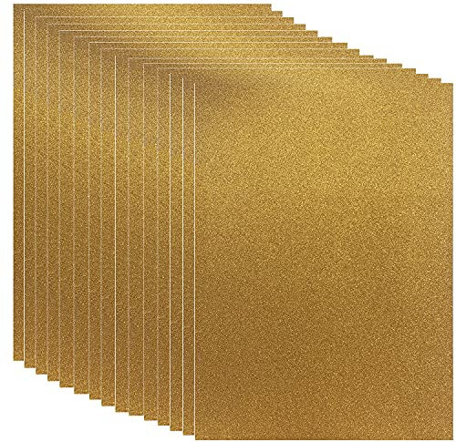 Qililandiy 15 Stück Glitzer Karton Papier Dekorpapier A4 Karte Glitzerpapier Doppelseitige Bastelpapier zum DIY Basteln Scrapbooking Einladungskarten Gold