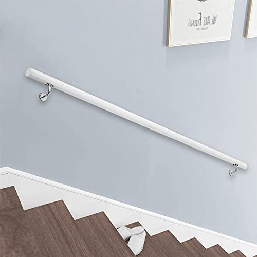 Corrimano Corrimano A Muro Bianco, Corrimano in Legno Antiscivolo per Scale Interne, Ringhiera di Sicurezza per Soppalco per Bambini Anziani, con Staffe in Acciaio Inossidabile, 1ft-20ft