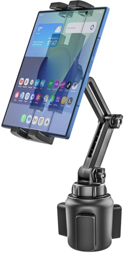 Phichy Tablet Halterung Auto Becherhalter für 4,7-13 Zoll iPad, Verstellbar & Stabil PKW Lang Arm Getränkehalter Tablethalterungen Auto für iPad Pro/Air/Mini, Smartphone, Galaxy Tab, Fire HD, iPhone