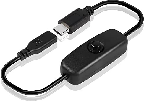 GINTOOYUN Cable de alimentación USB C con botón de encendido/apagado USB tipo C macho a hembra con interruptor para Raspberry Pi 4B, fuente de alimentación de 30 cm