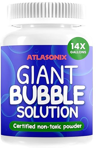 Giant Bubble Solution | Giant Bubble Wand | 100% Kids Safe Refill Solution Powder for All Bubble Toys, Wands and Outdoor Family Fun, Makes 1792 OZ - 14 Gallons