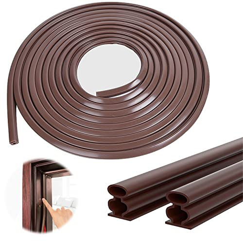 Choonjin 10m Guarnizione per Finestre e Porta Autoadesiva, Paraspifferi Legno, Gomma, Sigillatura in Silicone Striscia Insonorizzata