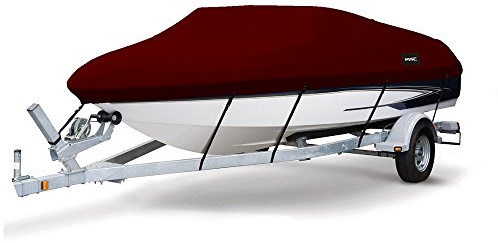 MSC Telo di copertura per barca in poliestere 600D di grado marino, resistente, impermeabile, adatto a V-Hull, Tri-Hull, Runabout Boat Cover (bordeaux, modello AA - Lunghezza: 30-45 m, larghezza del