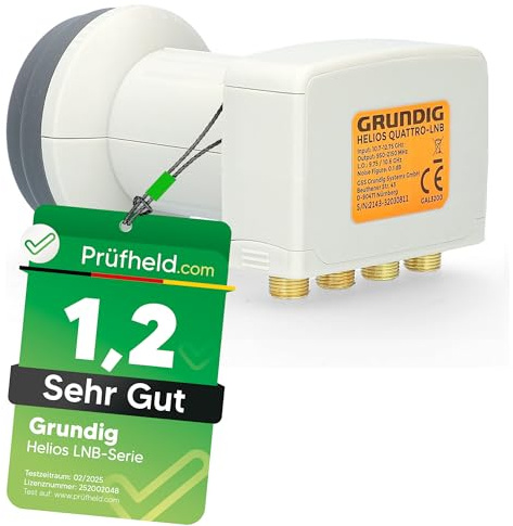 [ Test SEHR GUT, Note 1.2 *] GSS Helios Quattro LNB mit LTE Abschirmung & Sun Protect UV Schutz, nur für Multischalter Multiswitch geeignet, kein Direktanschluss möglich, 4K HD LMB für Sat Antenne