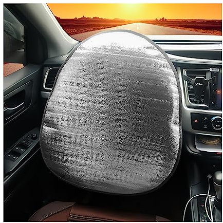 JNNJ Voiture Pare-Soleil pour Volant, Protection Anti Chaleur Volant, Volant De Voiture D'été Résistant Aux UV Pare-Soleil, Bouclier Thermique en Feuille d'aluminium Pliable pour Voiture,SUV,Camion