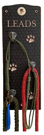 Handmade Vertical Wooden Dog Lead Hook by Chester & Cooke - Wall Mounted Rack for Dog Leads - Choice of Size - Personalised Gifts For Dog Owners
