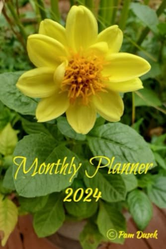 2024 Monthly Planner 6x9 with Yellow Dahlia on Cover with Color Interior