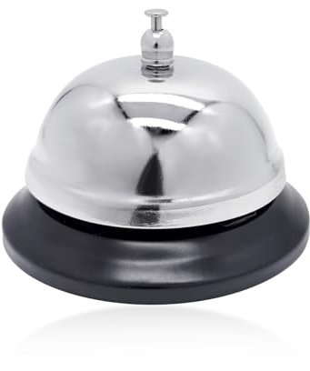 Peslogy Reception Call Bell, Desk Call Bell, 3.3 inch Diameter, Service Bell for Hotel, Restaurant, Kitchen, Shop, School, Hospital, Pet Training, Asking for Help (Silver)