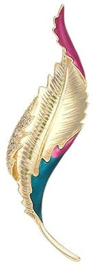 JadeAngel Feder Brosche Pins für Frauen Mode Zweifarbige Emaille Blatt Broschen für Frauen Brosche Schmuck Geschenk, Messing, Zirkonia