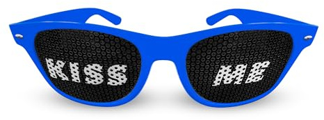 KISS ME Brille | Partybrille | Spaßbrille | Atzenbrille | Lustige Brille | Spassbrille | Party Zubehör für Partys, Clubs & Malle