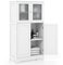 Multigot Bathroom Floor Cabinet, Freestanding Wooden Storage Cupboard with Tempered Glass Door & Adjustable Shelf, Multifunctional Modern Storage Organizer for Bedroom Living Room Kitchen (White)