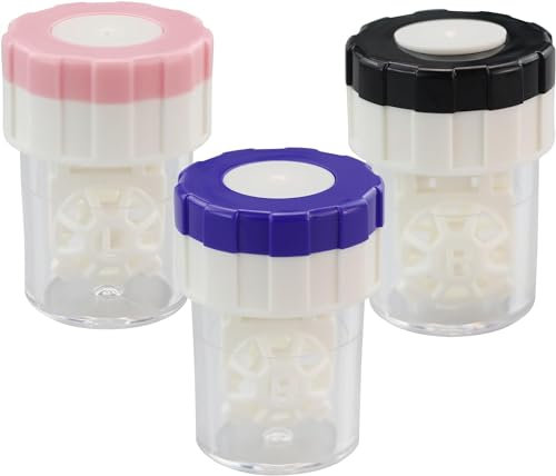 3 custodie per lenti a contatto, custodia per lenti a contatto, con rotazione manuale, per uso quotidiano (3 colori), blu