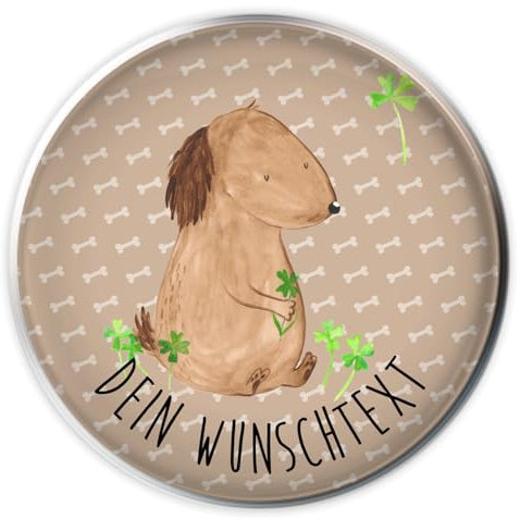 Mr. & Mrs. Panda Abflussstöpsel personalisiert Hund Kleeblatt - Personalisierte Geschenke, Glück, individuell gestaltbar, Waschbecken Stöpsel selbst gestalten, Personalisierter Waschbeckenstöpsel