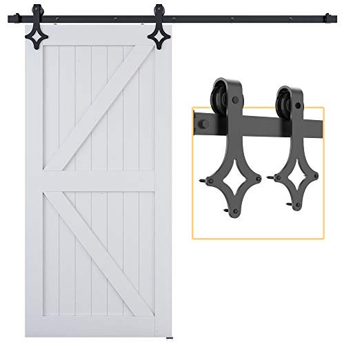 SKYSEN Rail Porte Coulissante 150cm Design Rhombique Noir de porte coulissante systeme porte coulissante avec guidage au sol pour portes intérieures, chambres, porte de cave, porte en bois