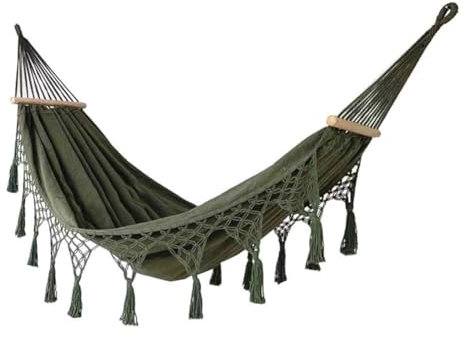 JUNYFFF Doppel Hängematte 300 X 150 cm, Outdoor Hängematten Stabhängematte Für Reise Camping Wandern Garten, Tragbar Und Atmungsaktiv, Belastbarkeit Bis 350 Kg, Green