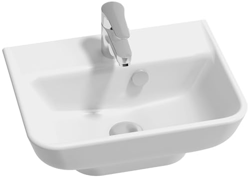 Jacob Delafon Lave-Mains Struktura 45 cm, Sur Plan, Céramique, Blanc | Céramique recyclée (10%). Lignes géométriques adoucies. Faible encombrement