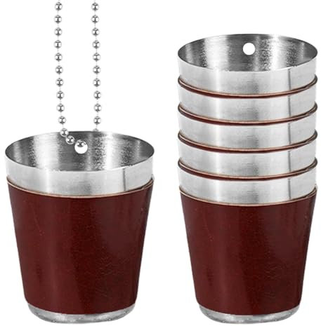 Imtrub Stainless Steel Shot Cups, 6 Pack Metal Shot Glasses Necklace, Shot Glasses Portable Shot Glasses Camping Cup Hen Shot Glasses Team Bride Cups Shot Glasses