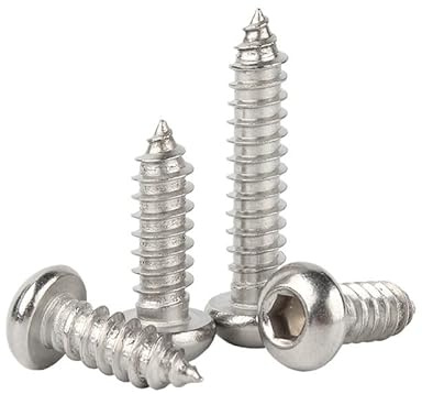 ORANXIN M4 x 25mm 20 Pcs Acier inoxydable 304 Tête ronde Hexagonal interne Vis autotaraudeuses Tête Pan Queue Pointue Vis à bois