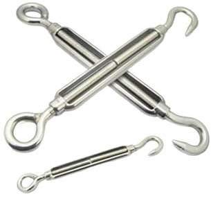 304 Stainless Steel Rigging Screw Open/Closed Body Turnbuckle Marine Boat Jaw/Jaw M4-M20 Hook & Eye Wire Rope Tension 1Pcs(Open Body,M14)