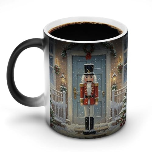 Tasse à café vintage casse-noisette en céramique sensible à la chaleur et à la décoloration - Tasse à café personnalisée à changement de couleur - Cadeau unique pour la famille, les amis, un