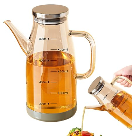 Ölspenderflasche – Behälter Menage Flaschen | Nachfüllbarer Sojasauce Essig Glaskrug mit Anti-Tropf-Ausgießer, Küchenölspender Behälter für Salat, Ölflasche mit beschwertem Ausgießer