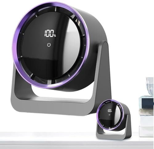 Fruusv Desktop Fan, Silent USB Rechargeable Desk Fan, Powerful Personal Cooling Device, Wall-Mounted Ventilator, Built-in Night Light for Bedroom, Apartments, Kids' Room, 17.6x8.6x19.1 cm