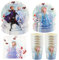 Hmfmdy Set di Stoviglie per Feste Frozen, 50 Pezzi Decorazioni per Feste, Stoviglie per Compleanno Principessa con Piatti, Bicchieri e Tovaglioli di Carta, Articoli per Feste per Bambine-10 Ospiti
