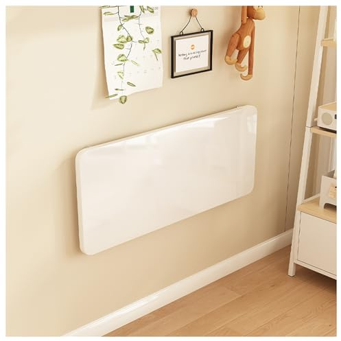 MIYUEWU Wall Mount Folding Table, Space-Saving Wall Mounted Desk Drop-Leaf Workbench Laptop Desk Floating Dining Table for Laundry Room Home Office Kitchen Bathroom (White, 70 * 40cm /27.6 * 15.7)