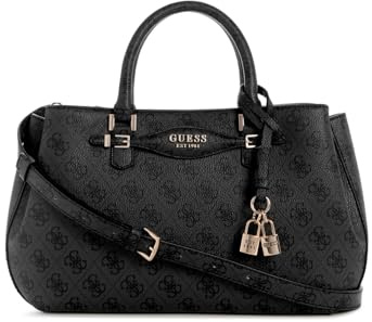 Guess Katya Handtasche Damen – Schultertasche aus Kunstleder Schwarz, Elegante Alltagstasche mit Tragegriffen, 31 x 22 x 10 cm, SG965206-NECOALLO