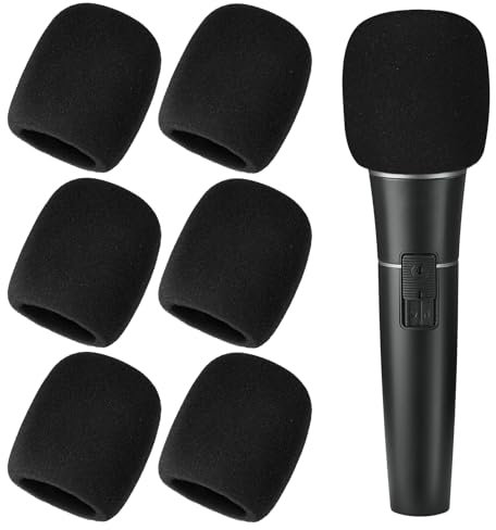 6 PCS Black Microphone Foam Cover, Mic Cover for Microphones Foam Handheld Covers Mic Windscreen Sponge Microphone Windscreen Microphones Pop Filter Reduce Wind Noises Mics Covers for Karaoke