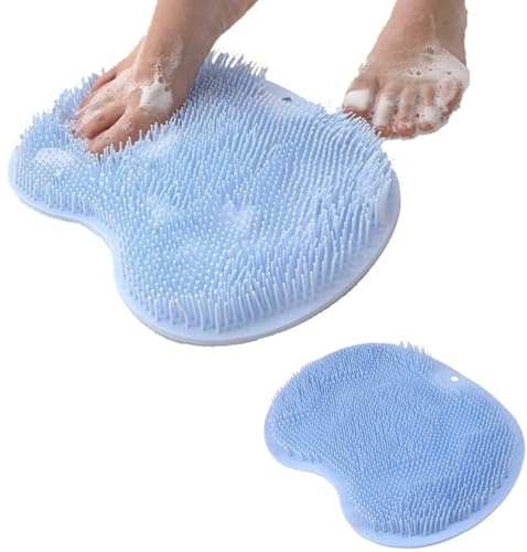 Fotskrubbare för dusch 2 st silikonfötter rengörare massageapparat bad massage kudde borste sugkoppar fotskrubbmatta för trötta fötter (#2)
