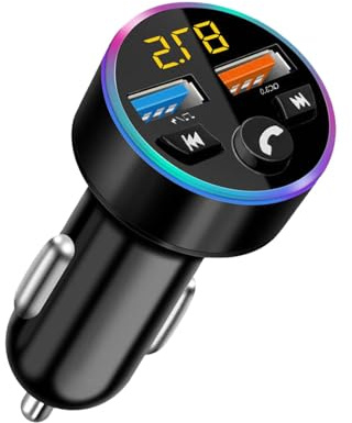 EuAcesry Adattatore Bluetooth Car, Cigarette Lighter Socket per Car Hi-Fi Music Player, Trasmettitore Bluetooth FM Wireless Bluetooth, Presa USB con Ricarica Rapida 12/24V