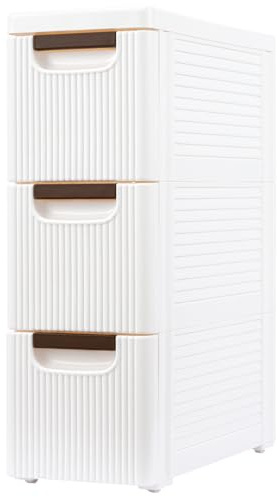 Small Bathroom Cabinet 3 Drawer Rolling Narrow Bathroom Storage with Drawer | Wheels Mobile Bathroom Cabinet Suitable for Living Room and Bedroom 3 Drawer