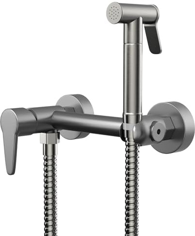 M METERXITY Warm Water Bidet Sprayer for Toilet, Stainless Steel Handheld Bidet Sprayer for Female Wash and Bathing Pets, Bidet Attachment [Grey]