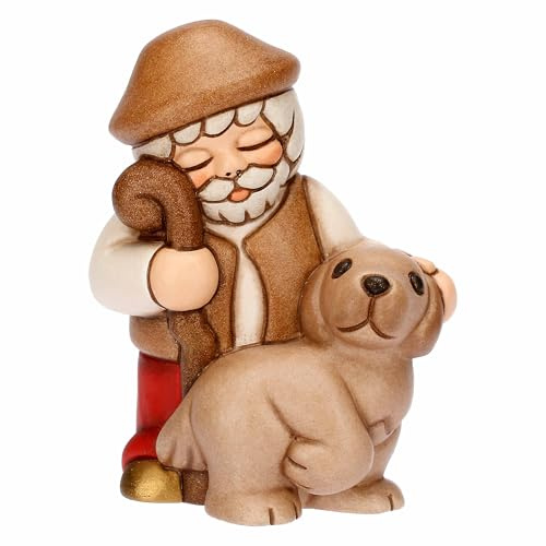 THUN - Pastore con cane - ceramica - Collezione Presepe Classico - 5,8 x 4,8 x 7,9 cm