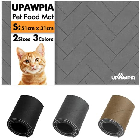 UPAWPIA Tappetino ciotole cane Assorbente Tappetino ciotole gatto Antiscivolo Facile Pulire Tappetino sottociotola per cani Asciugatura Rapida Tappetino sottociotola per cani (Gris, 31 x 51 cm)