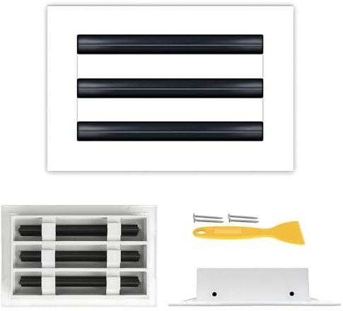 Cubierta Moderna Ventilación Aire Acondicionado De 12 X 6 In, Rejilla Decorativa Blanca, Difusor Lineal Estándar, Rejilla Registro Para Techo, Paredes Suelos - Aluminio(12in*4in)
