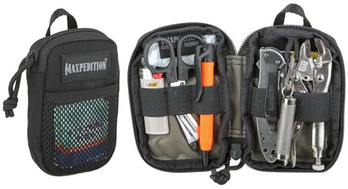 MAXPEDITION Pico Pocket Organizer, Ultra Compact EDC Gear Pouch, Tactical Utility Pouch for Everyday Carry, Tools, Gadgets, Outdoor First-Aid Kit, Survival (Black)