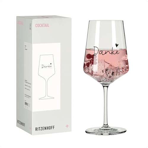 RITZENHOFF 8171025 Cocktailglas 500 ml, Serie Sprüche – mit liebevoll gestaltetem Schriftzug „Danke“ – Made in Germany