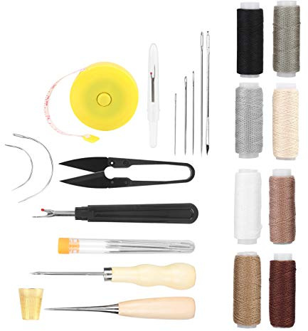 RASTKY Kit da Cucito in Pelle da 31 Pezzi con Forbici, Aghi, Ditali, Fili, Set per Regali Fatti a Mano
