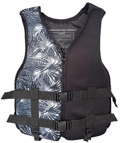 Kayaking Vest Youth Portable Neoprene High Buoyancy Swim Aid Adjustable Belt Boating Fishing Water Sports Swimming Surfing Canoeing Rafting Paddling Outdoor Safety Gear(Black,XL)