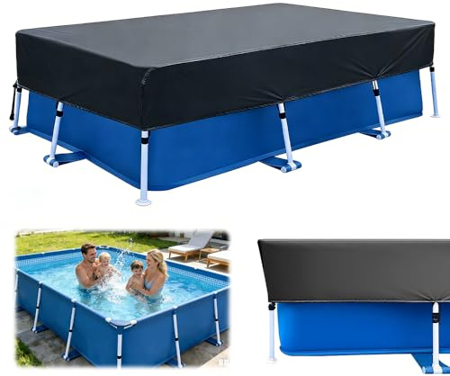XPJBKC Poolabdeckung Rechteckig, 260 x 170 cm Pool Cover Rechteckige Pool Abdeckung mit Schnüre Design, Schmutz Wetter Pools Poolabdeckplane für Sommer & Winter für Rectangular Frame Pool