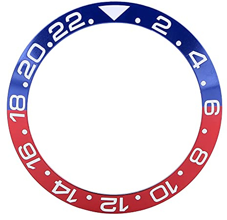 Evetounmn Inserto de bisel de aluminio para reloj, anillo de bisel de repuesto para reloj de pulsera, inserto de bisel de aluminio con degradado azul-rojo y marcaciones claras, pieza de