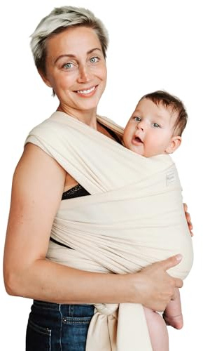 Bärsele för nyfödd till småbarn, 3 – 15 kg – mjuk stretchig rem för baby – säkerhetstestad – handsfree baby wrap bärare – rem för nyfödd (neutral gul)