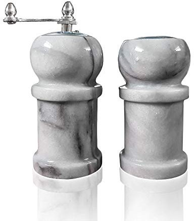 CBAM Set de Cocina Sal y Pimienta de mármol Blanco White Italian Marble Salt and Pepper Set h.13 cm