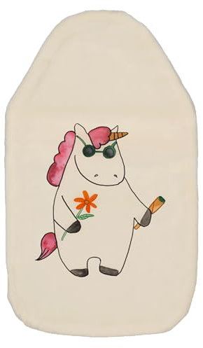 Mr. & Mrs. Panda Wärmflasche Einhorn Woodstock - Geschenk, Einhörner, Wärmflasche mit Bezug, Unicorn, Kleine Wärmflasche, witzig, Einhorn Deko,