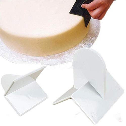Aeromdale Cake Smoother Polisher Cake Smoother Tools Plastic Fondant Cream Edge Smoothing Decorating Tools (white) 3pcs