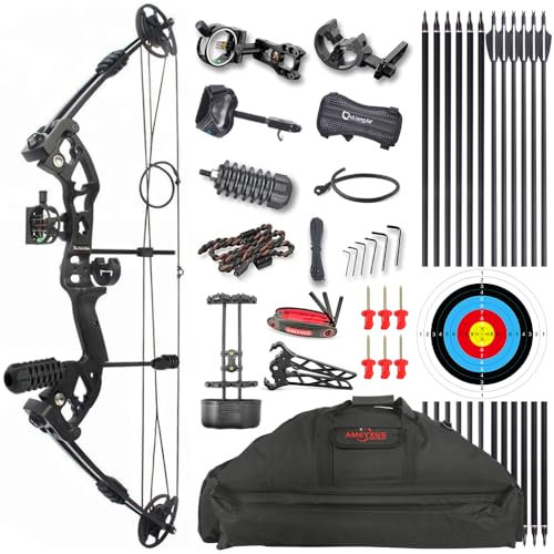MILAEM Bogenschießen Compoundbogen Jagdbogen 30-55lbs Einstellbare 310FPS Sportbogen mit Carbonpfeilen Bogen für Erwachsene Außenschießübungen für Rechtshänder (Type 3)