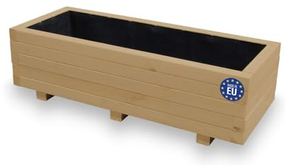 alfalux Hochbeet Blumenkasten aus Holz Pflanzkübel Garten Balkon Terrasse Eiche AB100KAN4030EI 100 x 40 x 30H cm mit 2 x Wasserablauf